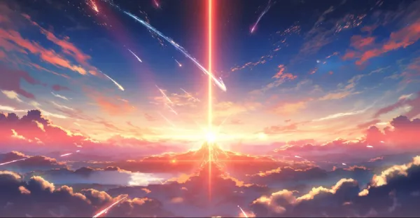 2k天空壁纸-动漫截图与云-流星条纹壁纸推荐「哲风壁纸」