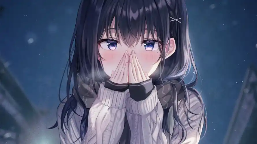 2k可爱壁纸-动漫少女壁纸和毛衣-紫色瞳孔热门的壁纸「哲风壁纸」