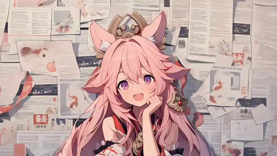 4k可爱壁纸 - 八重神子 - 报纸女孩 - wallpaper「哲风壁纸」