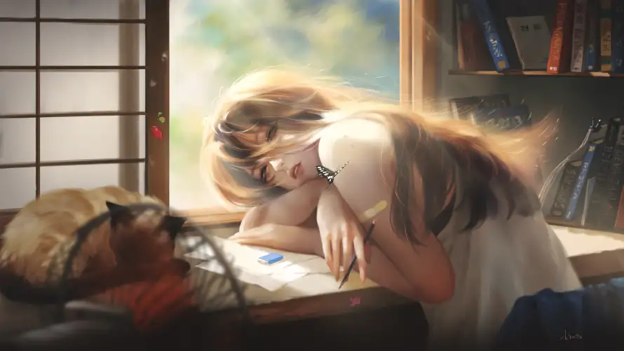 4k休息壁纸 - 少女 - 电脑壁纸 - wallpaper「哲风壁纸」