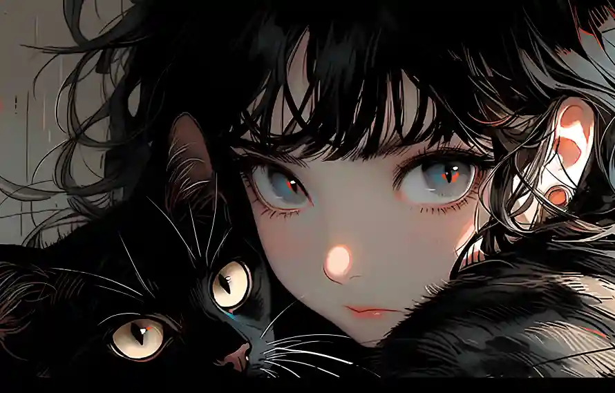 4k女孩壁纸-黑猫女孩和美女-热门的壁纸「哲风壁纸」