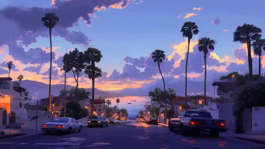 4k夕阳壁纸 - 街道 - GTA侠盗飞车 - wallpaper「哲风壁纸」