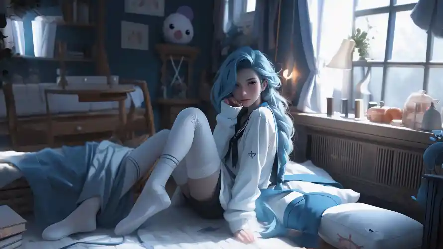 4k金克丝壁纸 - 英雄联盟 - 蓝发麻花辫 - wallpaper「哲风壁纸」