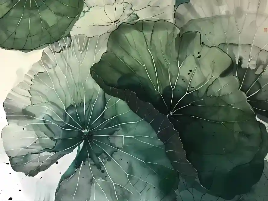 3k水墨风壁纸-池塘荷叶与艺术绘画-壁纸推荐「哲风壁纸」