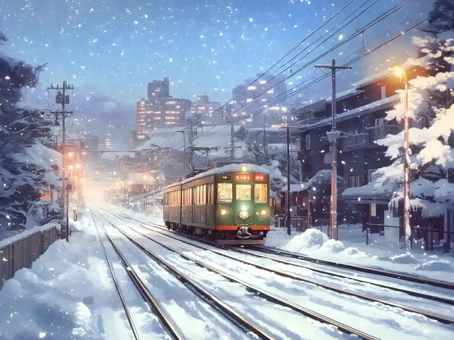 4k冬日壁纸-雪景与火车-壁纸分享「哲风壁纸」