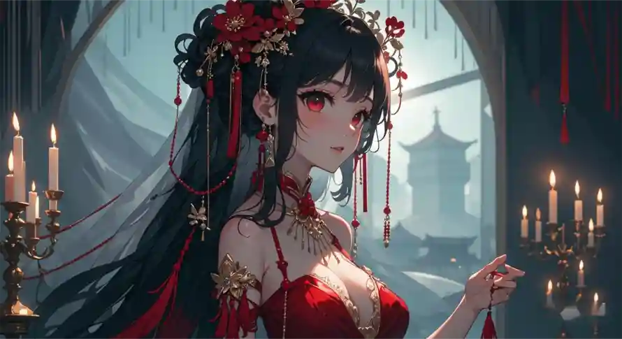 2k红衣壁纸-古风新娘 - 美女-壁纸分享「哲风壁纸」