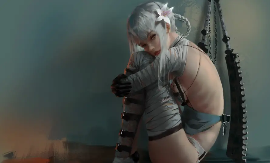 4k原画壁纸 - WIOP - 性感角色 - 银发少女「哲风壁纸」