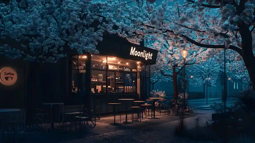 3k咖啡壁纸-咖啡店与夜景-浪漫场景壁纸推荐「哲风壁纸」