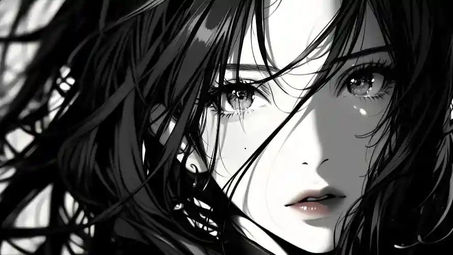 3k插画壁纸-黑白风 - 美女-电子手绘免费下载「哲风壁纸」