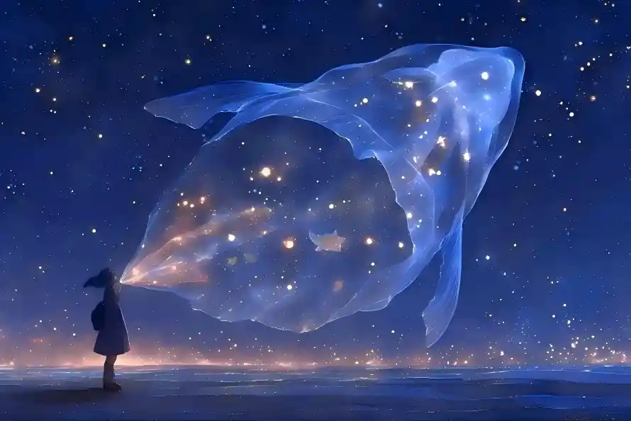 4k女孩壁纸 - 鱼 - 星空 - 梦鱼「哲风壁纸」