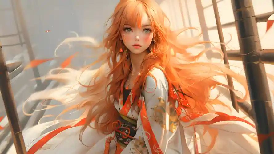 4k古风壁纸-AI美女和游戏-红发少女热门的壁纸「哲风壁纸」