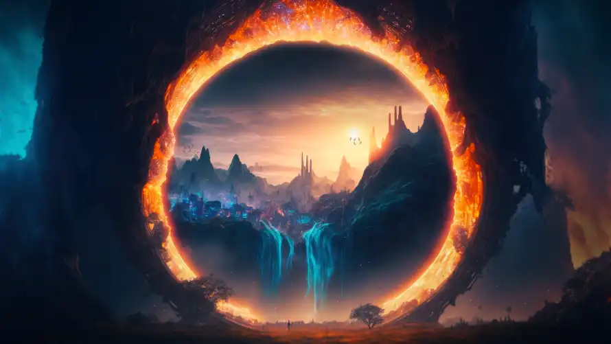 4k科幻壁纸-奇幻空间和自然-时空之门壁纸推荐「哲风壁纸」