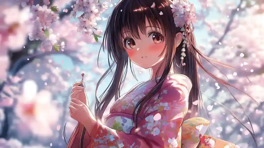 4k动漫壁纸 - 和服 - 少女 - 樱花「哲风壁纸」 4k动漫壁纸 - 和服 - 少女 - 樱花「哲风壁纸」