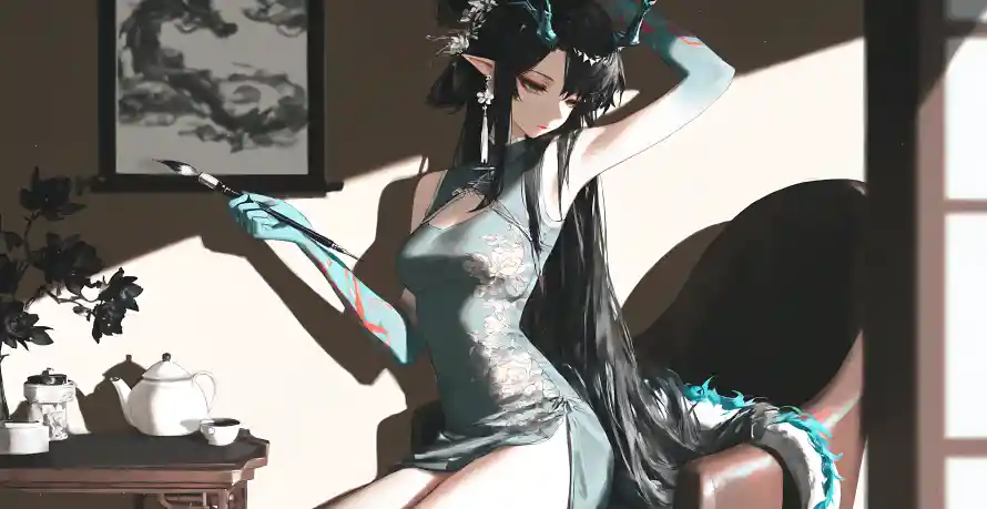 4k动漫壁纸 - 少女 - 中式背景 - 动漫少女「哲风壁纸」
