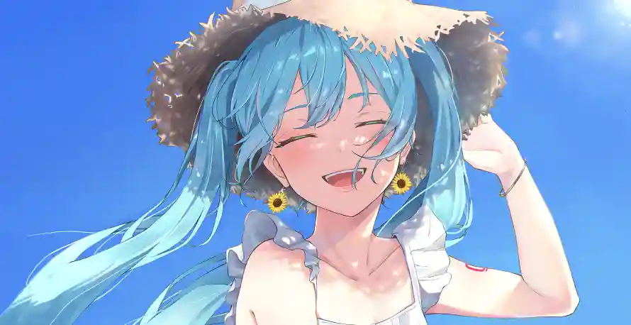 4k俏皮壁纸 - 初音 - 夏日 - 蓝发「哲风壁纸」 4k俏皮壁纸 - 初音 - 夏日 - 蓝发「哲风壁纸」