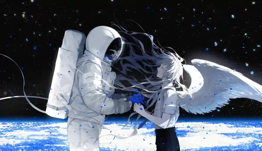 6k动漫壁纸-宇航员 - 太空-人物互动免费下载「哲风壁纸」