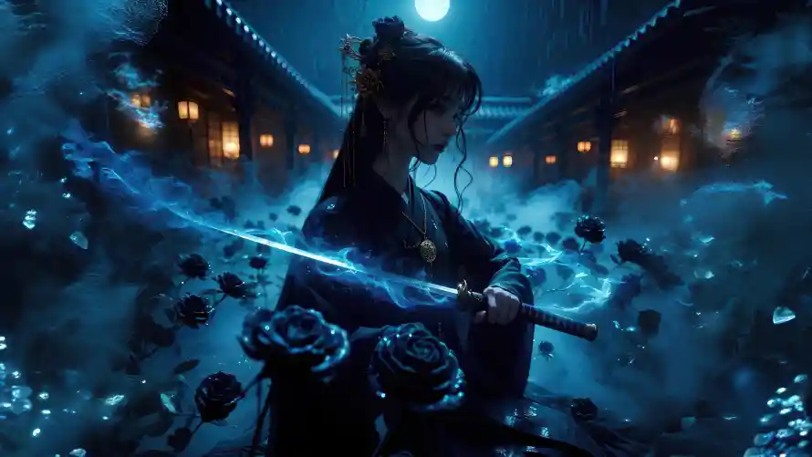 6k动漫壁纸-动漫壁纸与持剑-古风少女免费下载「哲风壁纸」