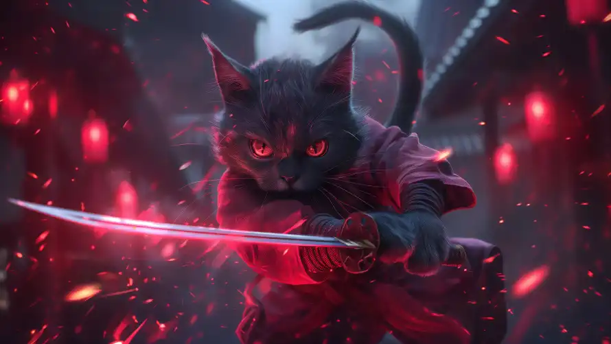 4k动漫壁纸 - 武士 - 黑猫 - 红眼睛「哲风壁纸」 4k动漫壁纸 - 武士 - 黑猫 - 红眼睛「哲风壁纸」