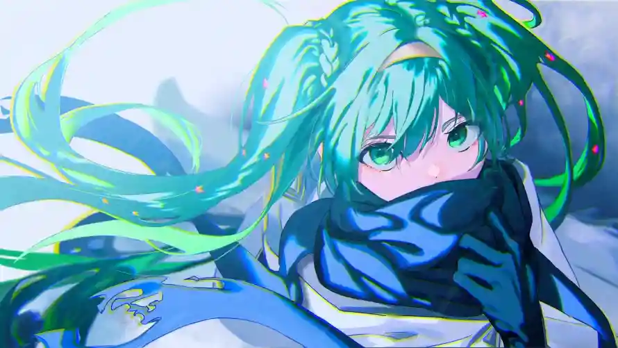 4k二次元壁纸 - 樱之雨 - 蓝围巾 - 初音未来「哲风壁纸」