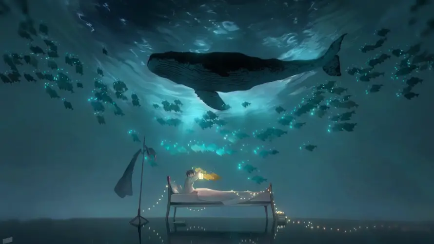 4k鲸鱼壁纸 - 壁纸引擎 - 海底床景 - Wakeup「哲风壁纸」