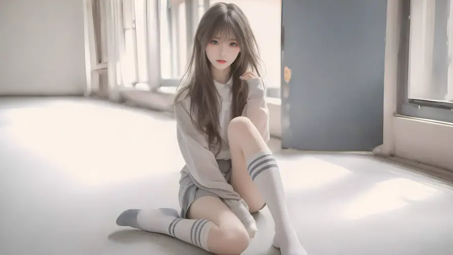 4k女孩壁纸 - 少女 - 坐姿女孩 - 室内女孩「哲风壁纸」