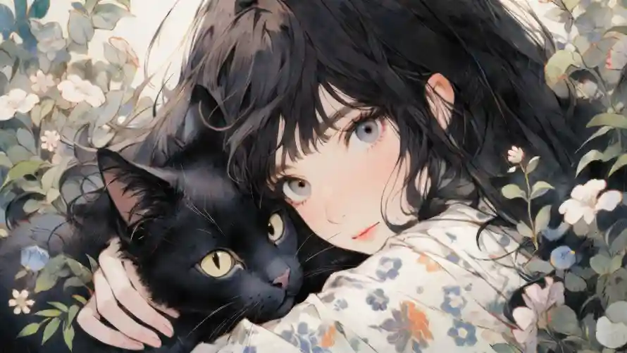 4kAI壁纸 - 女孩 - 美女 - 黑猫「哲风壁纸」 4kAI壁纸 - 女孩 - 美女 - 黑猫「哲风壁纸」