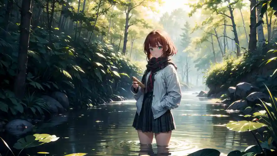4kAI壁纸 - 少女 - 森林 - 溪流「哲风壁纸」 4kAI壁纸 - 少女 - 森林 - 溪流「哲风壁纸」