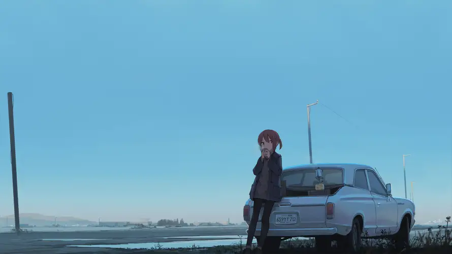 4k动漫壁纸 - 少女 - 汽车 - 背景「哲风壁纸」