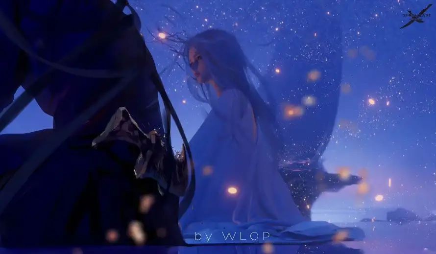 2k光影壁纸-海琴烟壁纸和夜空-WLOP壁纸分享「哲风壁纸」