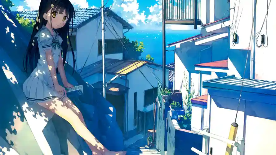 4k动漫壁纸 - 少女 - 屋顶 - 日系「哲风壁纸」