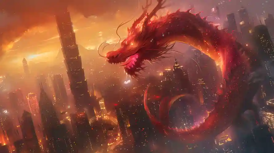 4kAI壁纸-中国龙与巨龙-城市背景壁纸推荐「哲风壁纸」