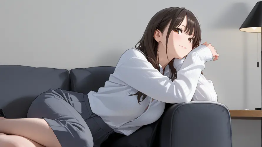 4k动漫壁纸 - 居家 - 沙发 - 美女「哲风壁纸」