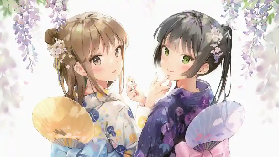 4k动漫壁纸 - 和服 - 少女 - 背景「哲风壁纸」