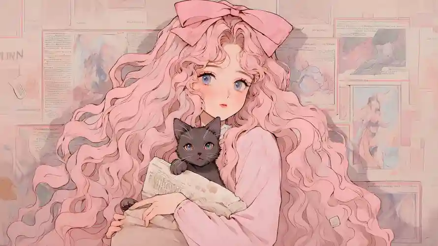 4k动漫壁纸 - 女孩 - 少女 - 黑猫「哲风壁纸」