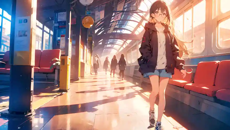 6kAI壁纸-地铁站 - 人物-AI少女壁纸分享「哲风壁纸」
