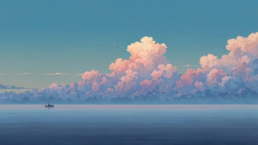4k云朵壁纸 - 船 - 梦幻海景 - 海上风光「哲风壁纸」