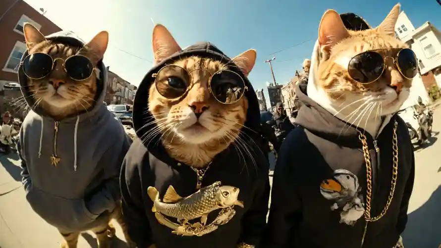 4k街头风壁纸 - 猫 - 潮流猫咪 - 猫咪穿搭「哲风壁纸」