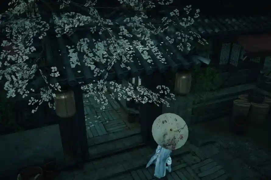 3k夜景壁纸-樱花树与游戏-中式场景热门的壁纸「哲风壁纸」