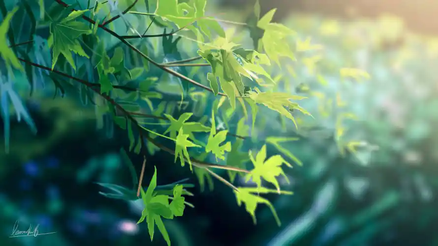 4k插画壁纸 - 竹叶 - 竹林 - 绿色「哲风壁纸」