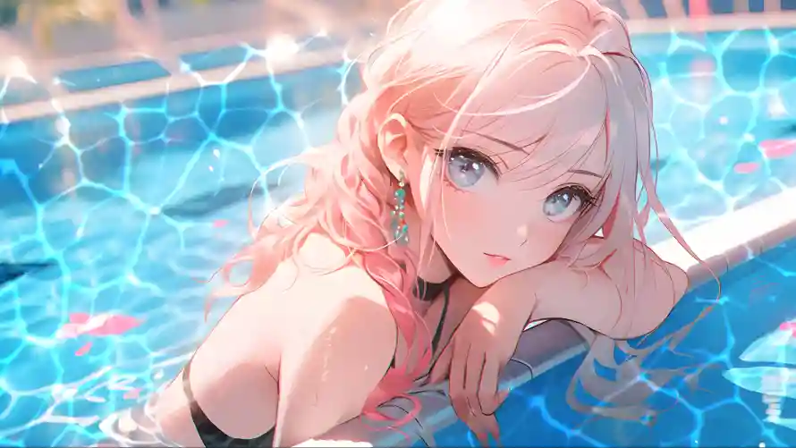 3k泳池壁纸-动漫角色与美女-夏日插画壁纸推荐「哲风壁纸」