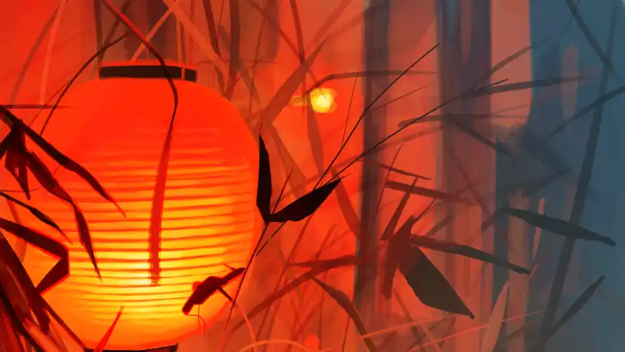 4k中国风壁纸-二次元与国风元素-夜晚竹林「哲风壁纸」