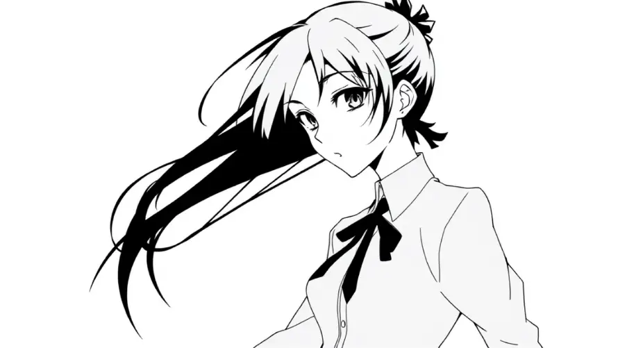 2kAI壁纸-黑白风与动漫少女-手绘风格「哲风壁纸」