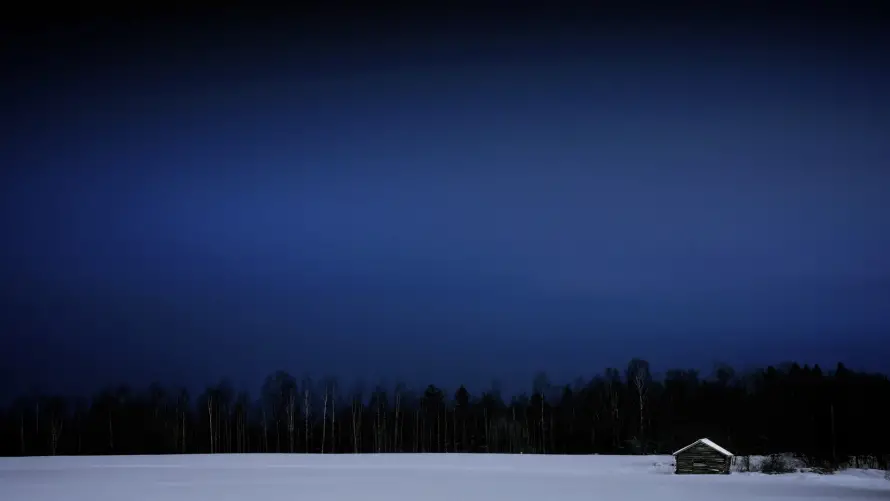 2k雪夜壁纸-小木屋和静谧-冬季风景壁纸分享「哲风壁纸」