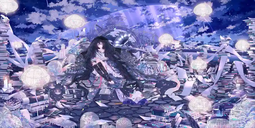 4k女孩壁纸 - 二次元 - 古街插画 - 幻想背景「哲风壁纸」