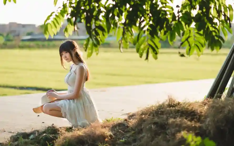2k美女壁纸-户外草地和自然-树下场景壁纸分享「哲风壁纸」