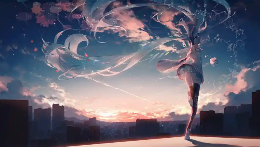 2k初音壁纸-二次元 - 天际线-初音未来壁纸推荐「哲风壁纸」