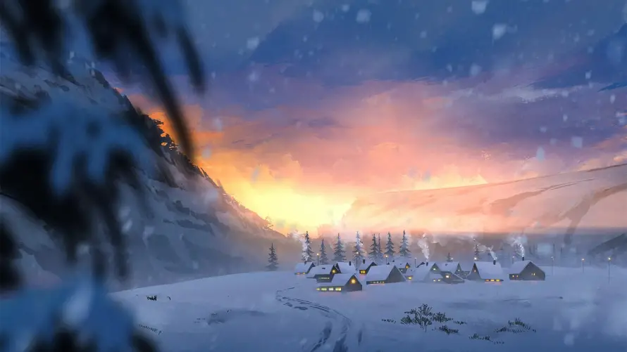 2k夕阳壁纸-冬季风景壁纸和雪景-冬日雪山热门的壁纸「哲风壁纸」