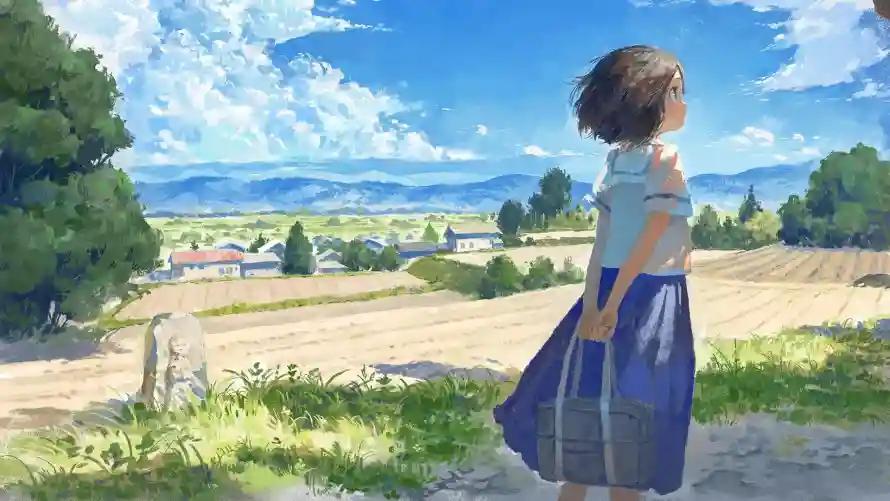 4k女孩壁纸 - 二次元 - 乡间景色 - 动漫女孩「哲风壁纸」