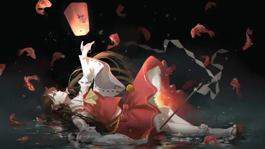 4k东方壁纸 - 二次元 - 博丽灵梦 - 夜影灯笼「哲风壁纸」 4k东方壁纸 - 二次元 - 博丽灵梦 - 夜影灯笼「哲风壁纸」