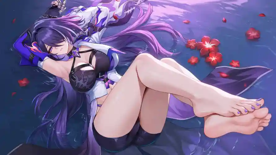 4k美女壁纸-卡芙卡和高冷-渐变紫色热门的壁纸「哲风壁纸」
